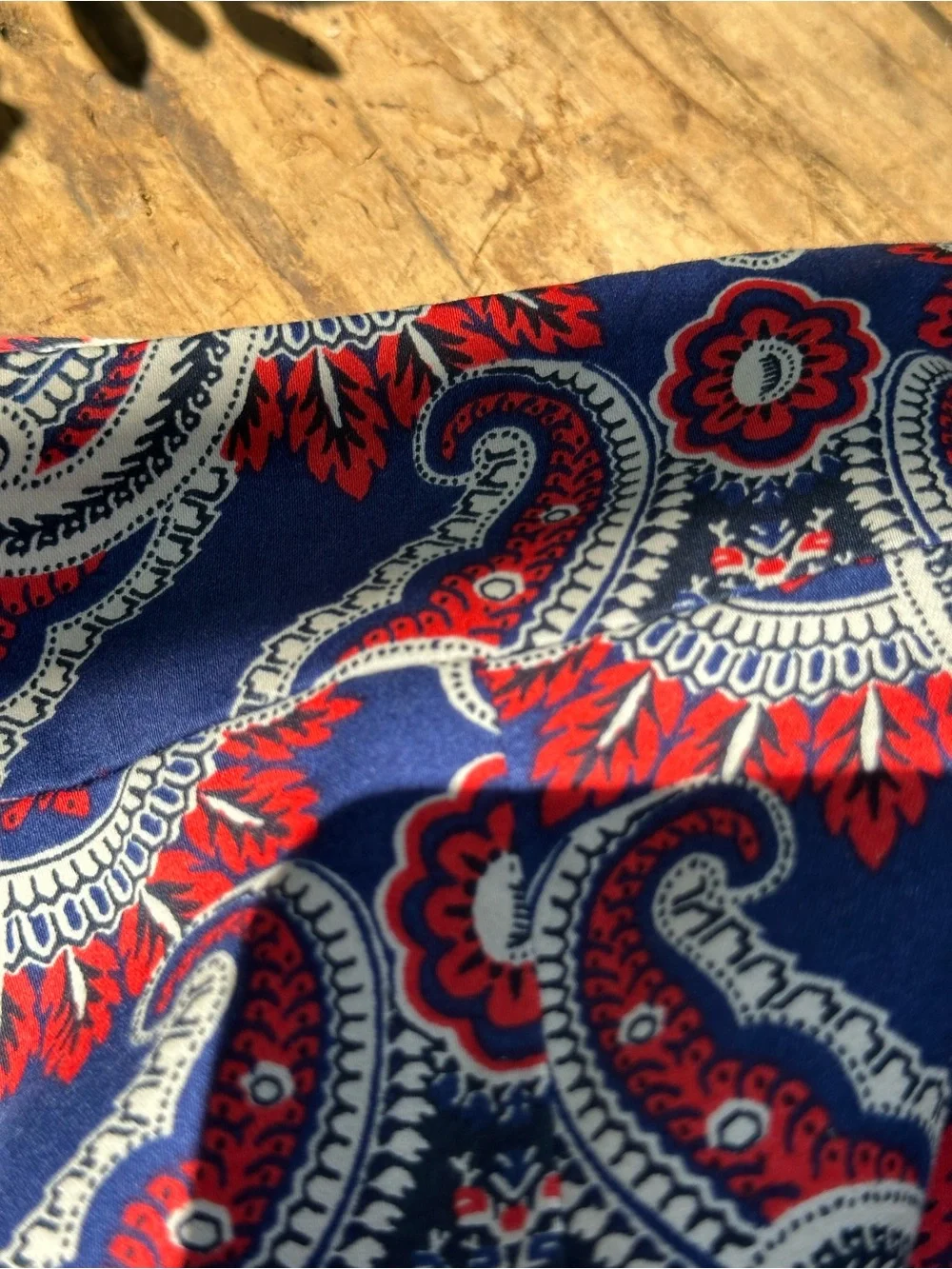 Ann Taylor Paisley Lined Skirt Navy Red Ivory Back Zip